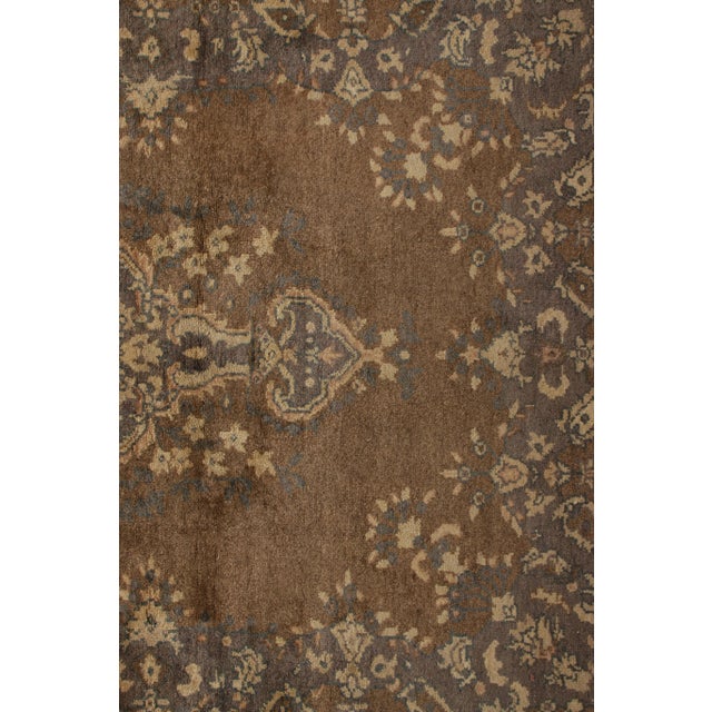 Hand-Knotted Vintage Sivas Rug in Beige-Brown With Medallion Floral Pattern For Sale - Image 4 of 5