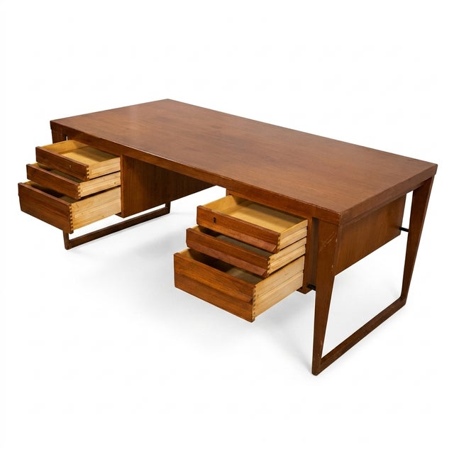 Attributed to Kai Kristiansen Teak Desk Mid Century Modern Danish C. 1960s For Sale - Image 13 of 16