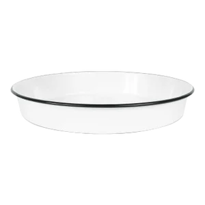 Crow Canyon Home Enamelware, Vintage Cocktail Tray/ Deep Dish Pizza Pan with Black Rim