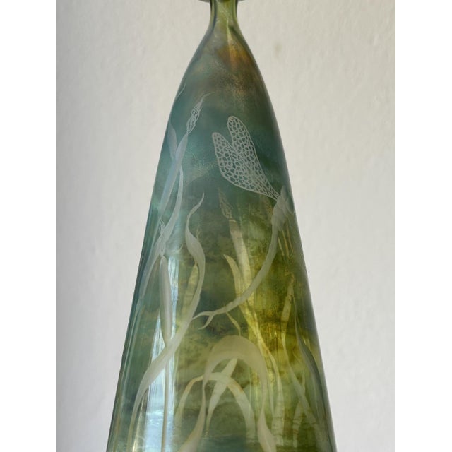 Green Dragonfly Studio Glass Vase by W. Schmid for Zwiesel, Germany, 1982 For Sale - Image 8 of 16