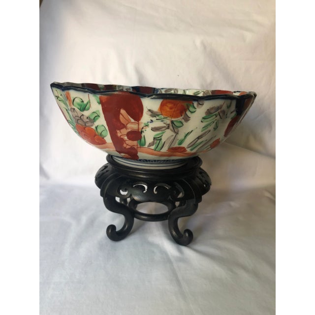 19th Century Japanese Primitive Imari Bowl & Stand For Sale - Image 4 of 7