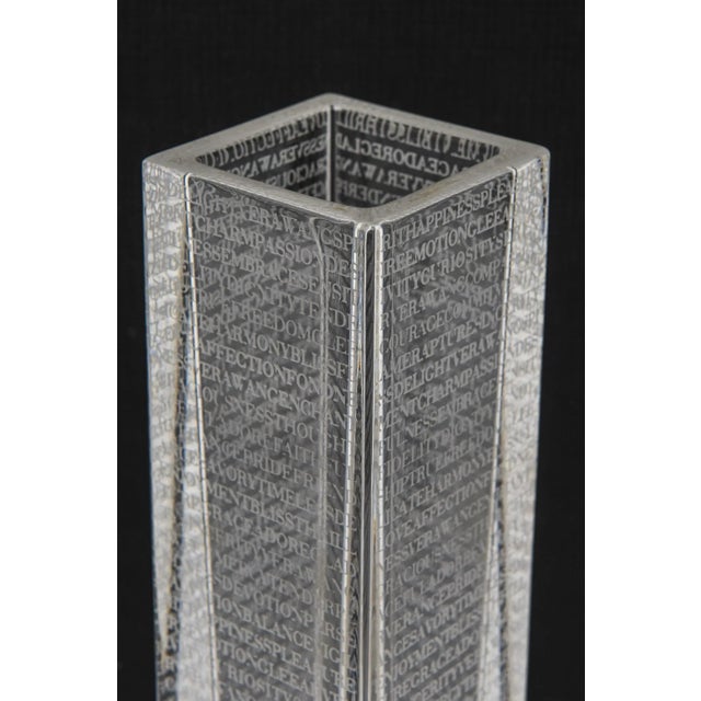 Wedgwood Modern Glass Spiritual Cascading Words Vase For Sale - Image 9 of 12