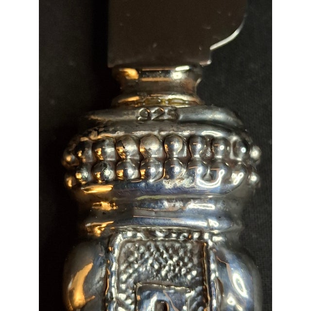 1990s Mazon Sterling Silver .925 Shabbat Challah Knife 13" Serrated Steel in Box Judaica For Sale In Boston - Image 6 of 18