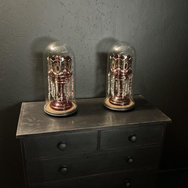 Late 19th Century Victorian Ruby Glass Lustres, 1895, Set of 2 For Sale - Image 5 of 8