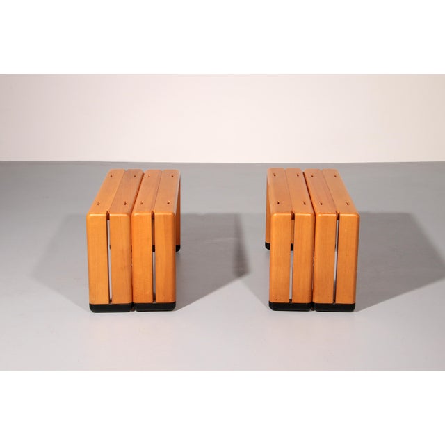 Italian Beechwood Benches, 1960, Set of 2 For Sale - Image 4 of 13