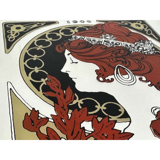 Art Nouveau Style Alfons Mucha Advertising Mirrors, Japan, 1970s, Set of 2 For Sale - Image 4 of 7