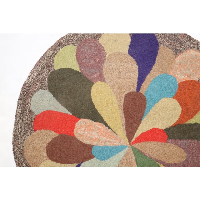 Round American Hooked Rug Dated 1963 For Sale - Image 10 of 18