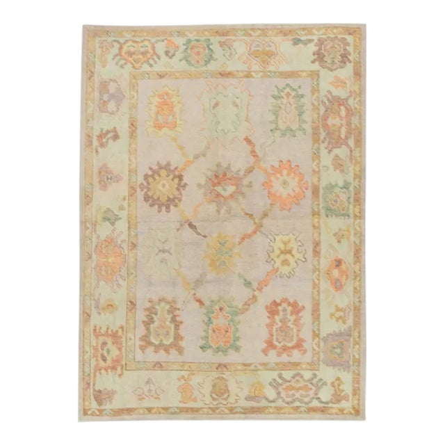 Modern Turkish Oushak Rug 5'1" X 6'10" For Sale