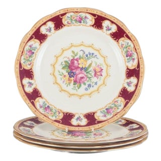 Lady Hamilton Dinner Plates in Porcelain from Royal Albert, England, 1930s, Set of 4 For Sale