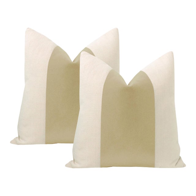 20" Cashmere Mohair Panel + Linen Pillows - a Pair For Sale