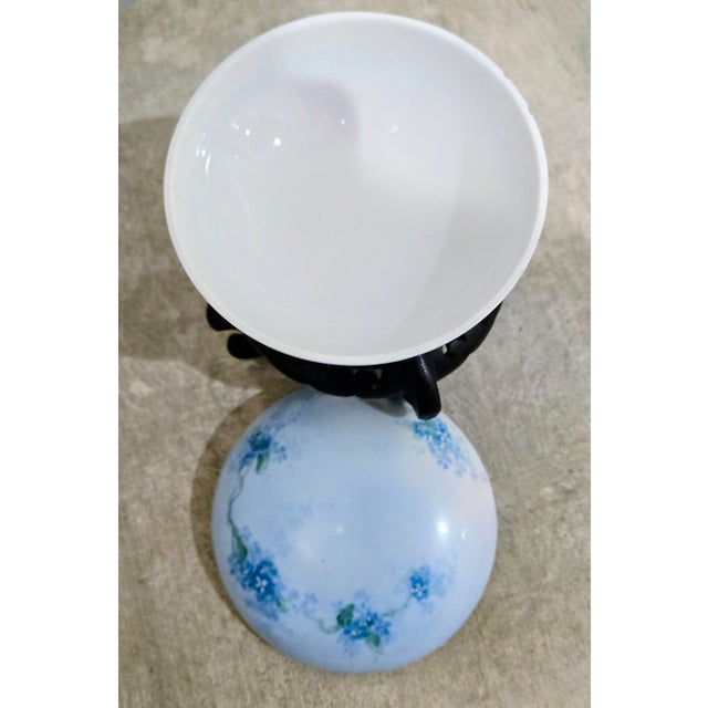 Limoges, France Antique William Guérin Limoges Pale Blue Forget‑Me‑Not Trinket Box W/Stand For Sale - Image 4 of 7