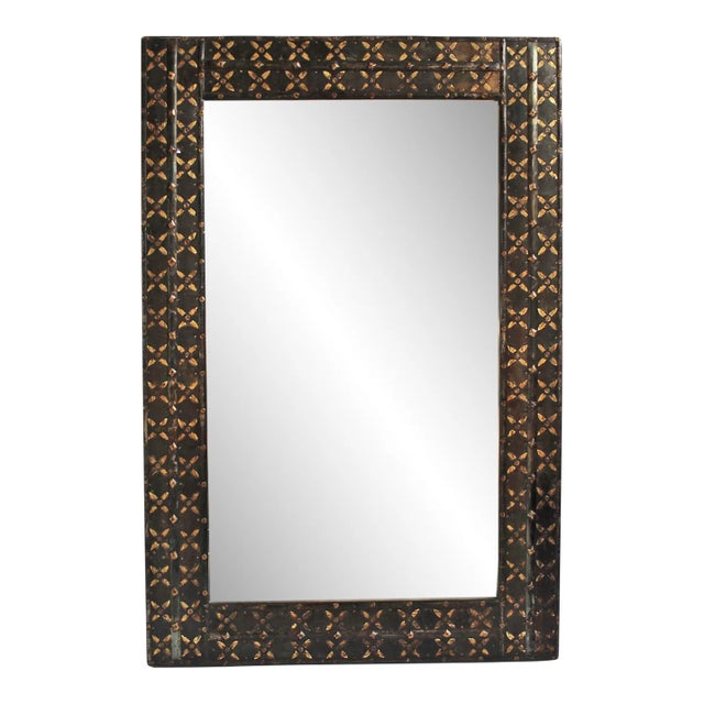 Vintage Indian Iron & Brass Ox Cart Mirror For Sale