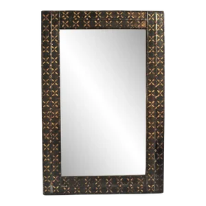 Vintage Indian Iron & Brass Ox Cart Mirror
