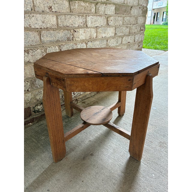 1960s Octagon Shaped Wooden Side Table, Belgium For Sale - Image 9 of 16