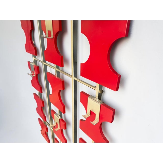 Vintage Space Age Wall Coat Rack in Red with Hat Shelf, 1960s For Sale - Image 12 of 18
