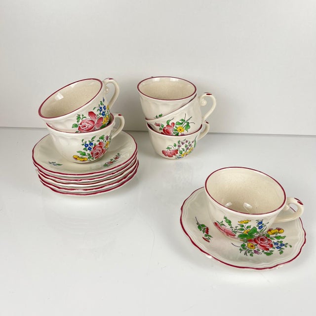 Coffee Cups with Saucers in Streetlight Pattern from KG Lunéville, 1980s, Set of 12 For Sale - Image 11 of 11