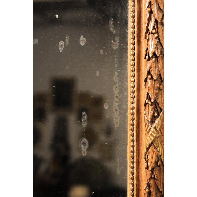 19th Century 19th Century Louis Philippe Carved Mirror With Garland Motif For Sale - Image 5 of 9
