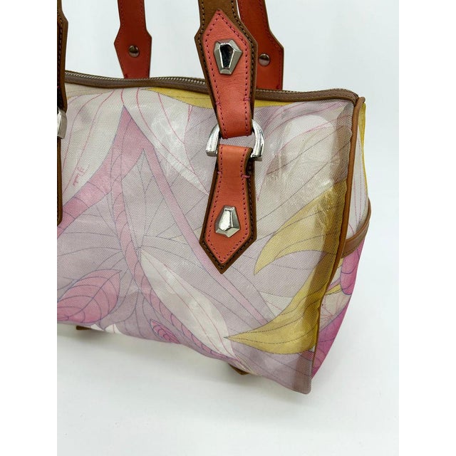 Textile Late 20th Century Emilio Pucci Mesh Print Speedy Handbag For Sale - Image 7 of 11