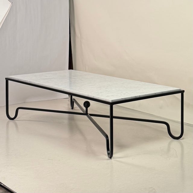 Modern Large Honed White Marble 'Entretoise' Coffee Table by Design Frères For Sale - Image 3 of 9