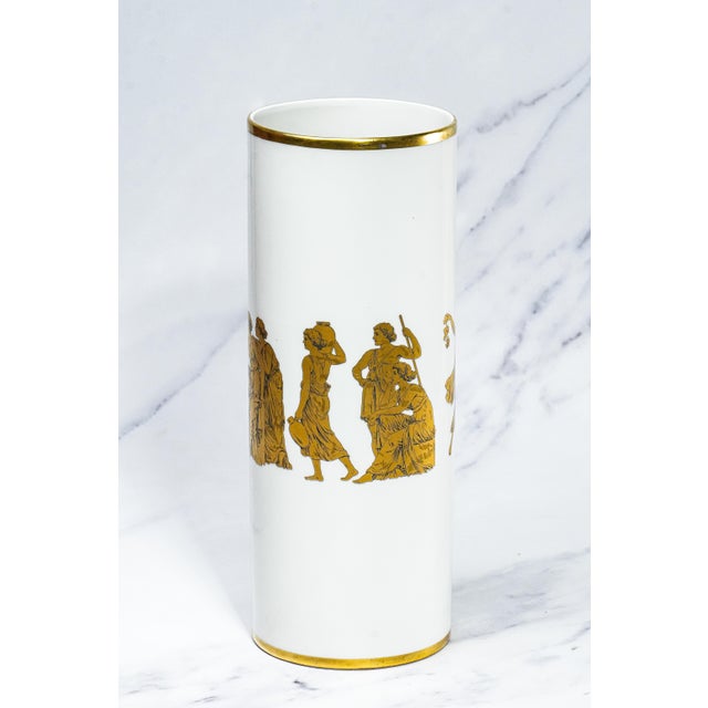 Elevate your interior with the refined elegance of this circa 1930s white porcelain vase by Gerold Porzellan Bavaria. A...