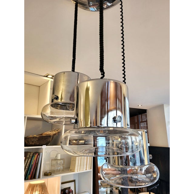 Italian Triple Pendant Light, 1970s For Sale - Image 4 of 4