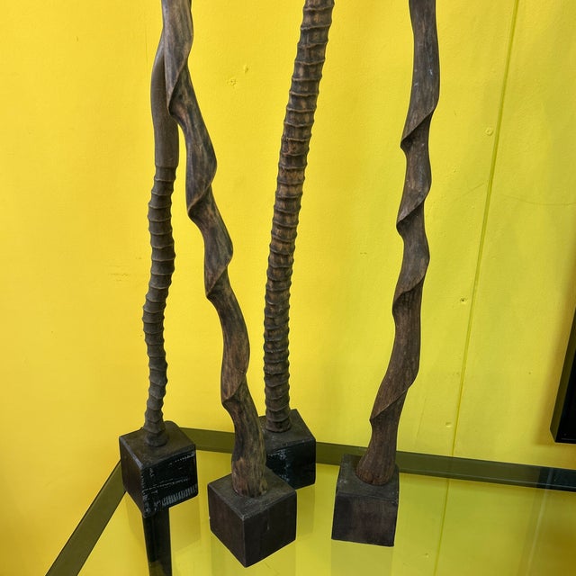 Asymmetrical Faux Antler Carved Wood 4-Part Sculpture For Sale - Image 10 of 11