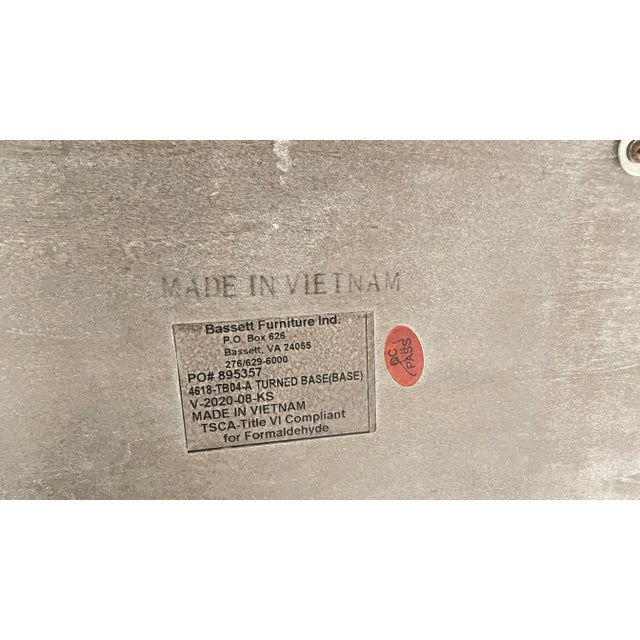 Gray Bassett Furniture Gray Oak Round Pedestal Dining Set With Six Upholstered Chairs For Sale - Image 8 of 8