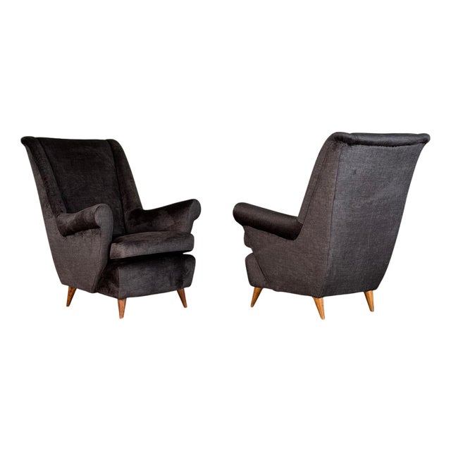 Italian Armchairs attributed to Gio Ponti for Isa Bergamo, 1950s, Set of 2 For Sale
