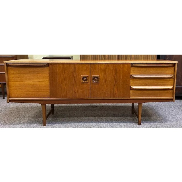 Mid-Century Modern Mid Century Modern Teak Credenza W/ Drop Front Mini-Bar by Stonehill, Uk For Sale - Image 3 of 15