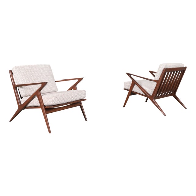 Danish Modern Walnut "Z" Lounge Chairs by Poul Jensen for Selig For Sale