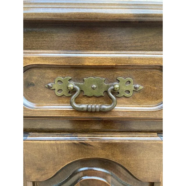 20th Spanish Nightstands with Drawer & Bronze Details, 1920, Set of 2 For Sale - Image 6 of 8