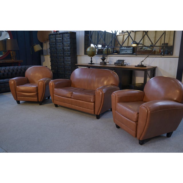 Vintage Camel Imitation Leather Club Chairs, 1980s, Set of 2 For Sale - Image 4 of 9