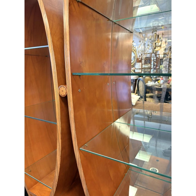 Vintage Art Deco Style Fan & Feather Shaped Three Section Lighted Display Cabinet For Sale - Image 13 of 18