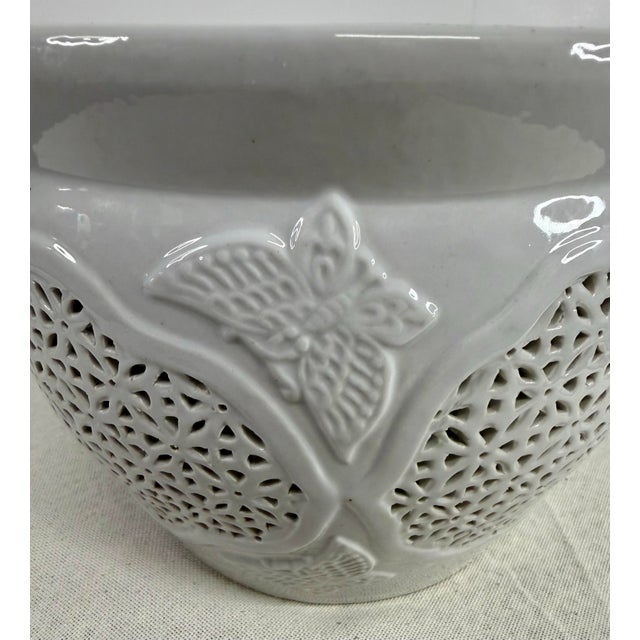 White Reticulated Cache Pots - A Pair For Sale - Image 4 of 11