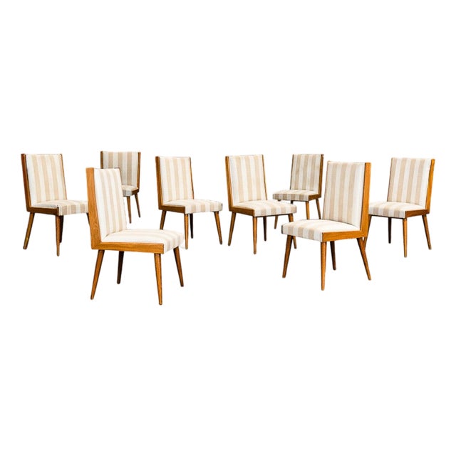 Brazilian Modern Set of Eight Dining Chairs in Caviúna Wood & Fabric, Giuseppe Scapinelli, Brazil, 1950s For Sale