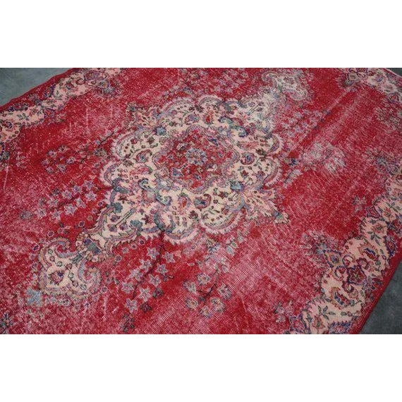 Turkish 1960s Vintage Turkish Oushak Rug - 7′2″ × 10′5″ For Sale - Image 3 of 9