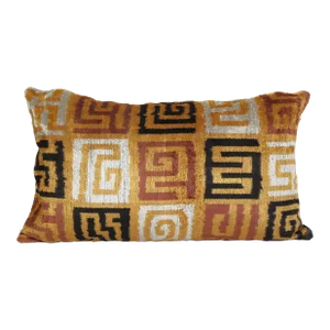Gold Silk Ikat Velvet Pillow Cover