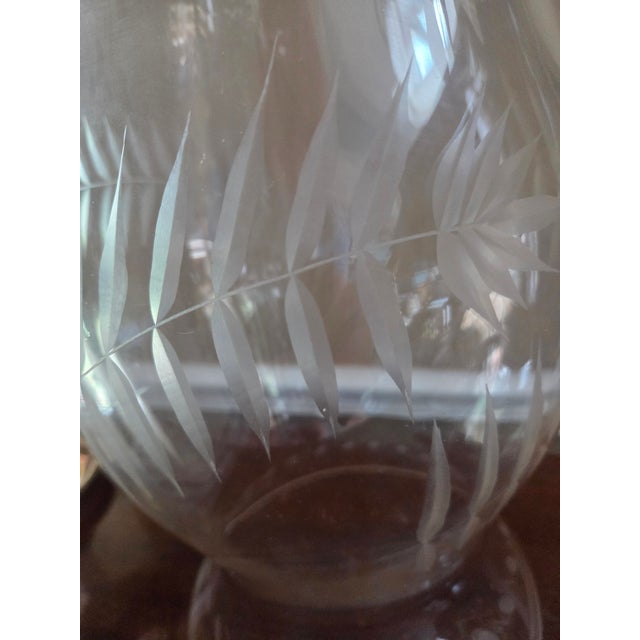 Vintage Etched Glass Hurricane For Sale - Image 9 of 11