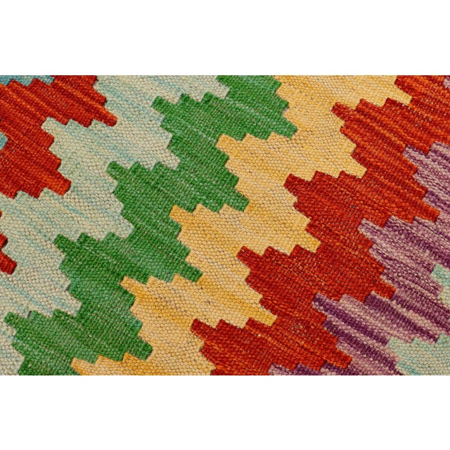 1990s Abstract Turkish Kilim Rust Blue Hand-Woven Wool Rug For Sale - Image 5 of 9
