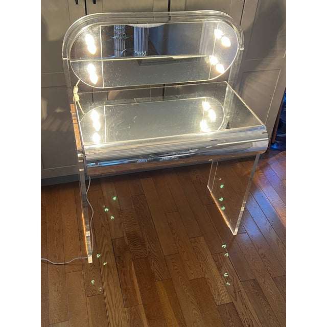 Mid-Century Modern 1970 Space Age Chrome Lucite Vanity Desk, by Hills Manufacturing Co. For Sale - Image 3 of 12