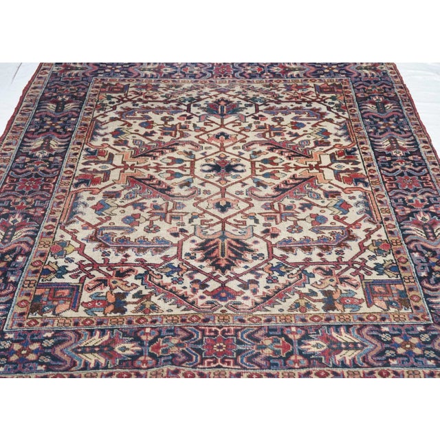 Textile Vintage Heriz Rug 5'7'' X 6'5'' For Sale - Image 7 of 9