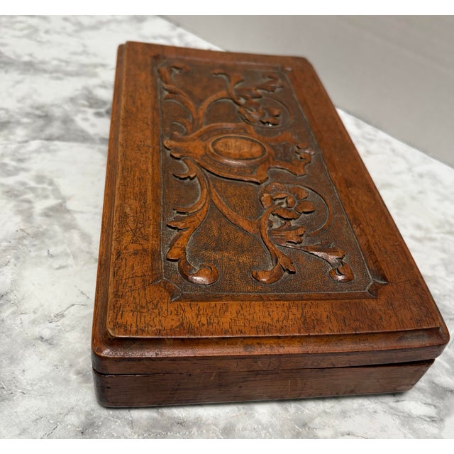 Cabin Vintage Carved Wooden Decor and Storage Box For Sale - Image 3 of 7