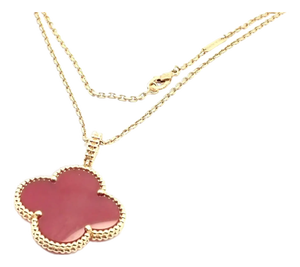 Van Cleef & Arpels Magic Alhambra Carnelian Pendant Long Rose Gold Necklace