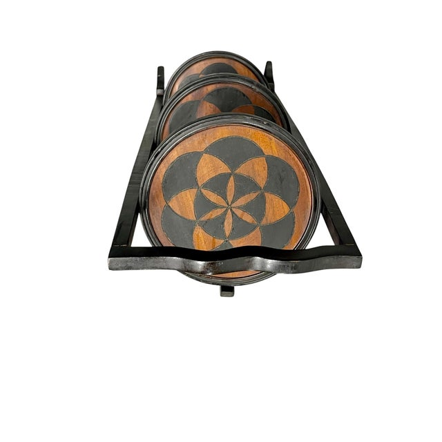 Early 20th Century Antique English Folk Art Geometric Cocktail Tray Table For Sale - Image 5 of 18
