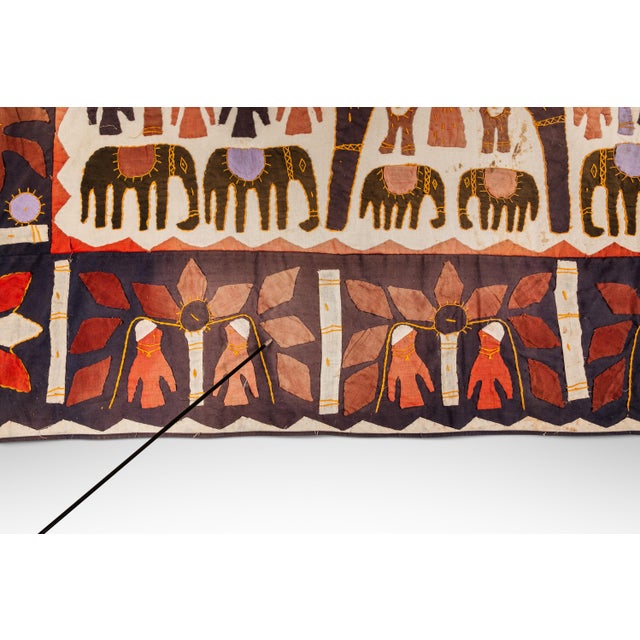 Vintage Hand-Stitched Kanduri Cloth With Animal and Tree of Life Appliqué, India, C. 1950s For Sale - Image 12 of 18