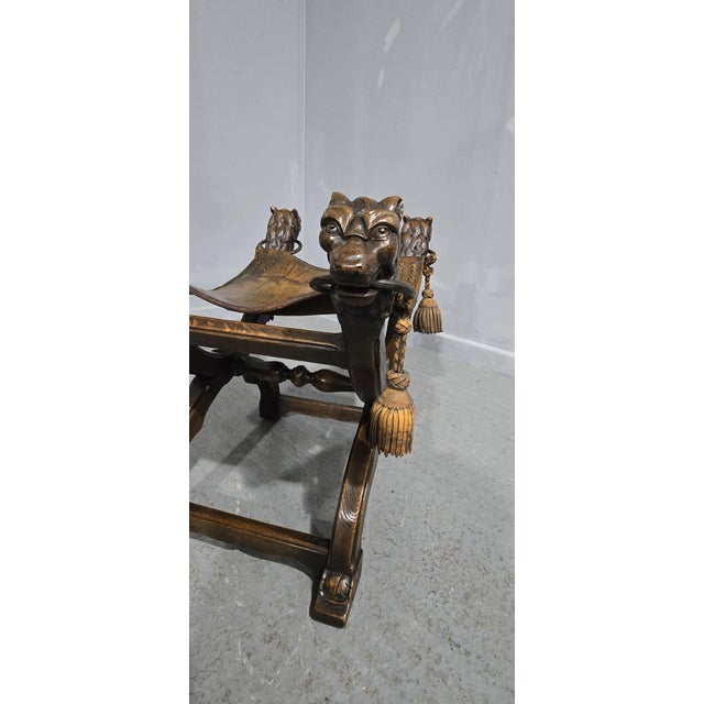 Wood Walnut X Framed Stool, 1880s For Sale - Image 7 of 16