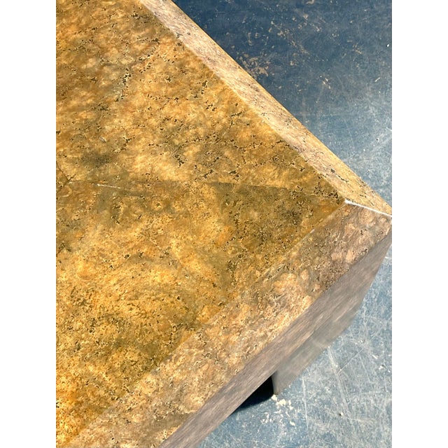 Vintage Boho Beveled Parchment Coffee Table For Sale - Image 4 of 12