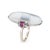 Stylish Retro vintage cocktail ring crafted in 10k white gold (circa 1940s). Cabochon cut moonstone measures 28mm x 9mm...