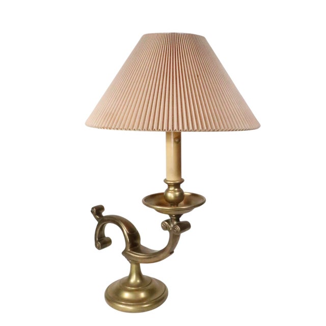 Mid 20th Century Classical Revival Brass Desk Lamp With Original Pleated Shade For Sale - Image 11 of 15