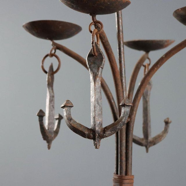 Italian Candleholder in Wrought Iron For Sale - Image 3 of 8